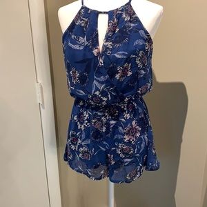 Blue floral romper